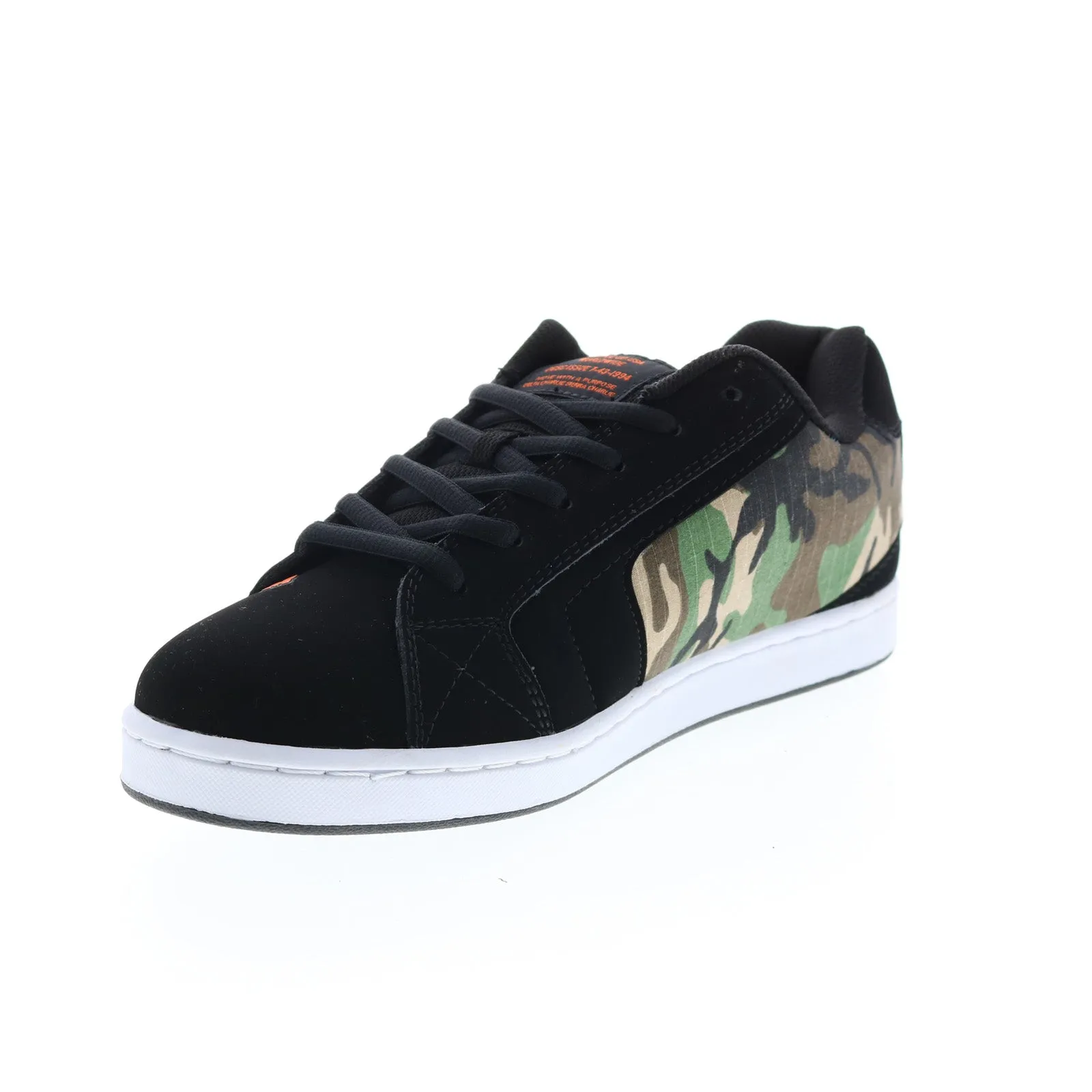 302361-BCM Mens Black Nubuck Lace Up Skate Sneakers