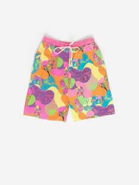 80s Vintage Fluorescent Pink Shorts with Bold Funky Abstract Print XS Medium