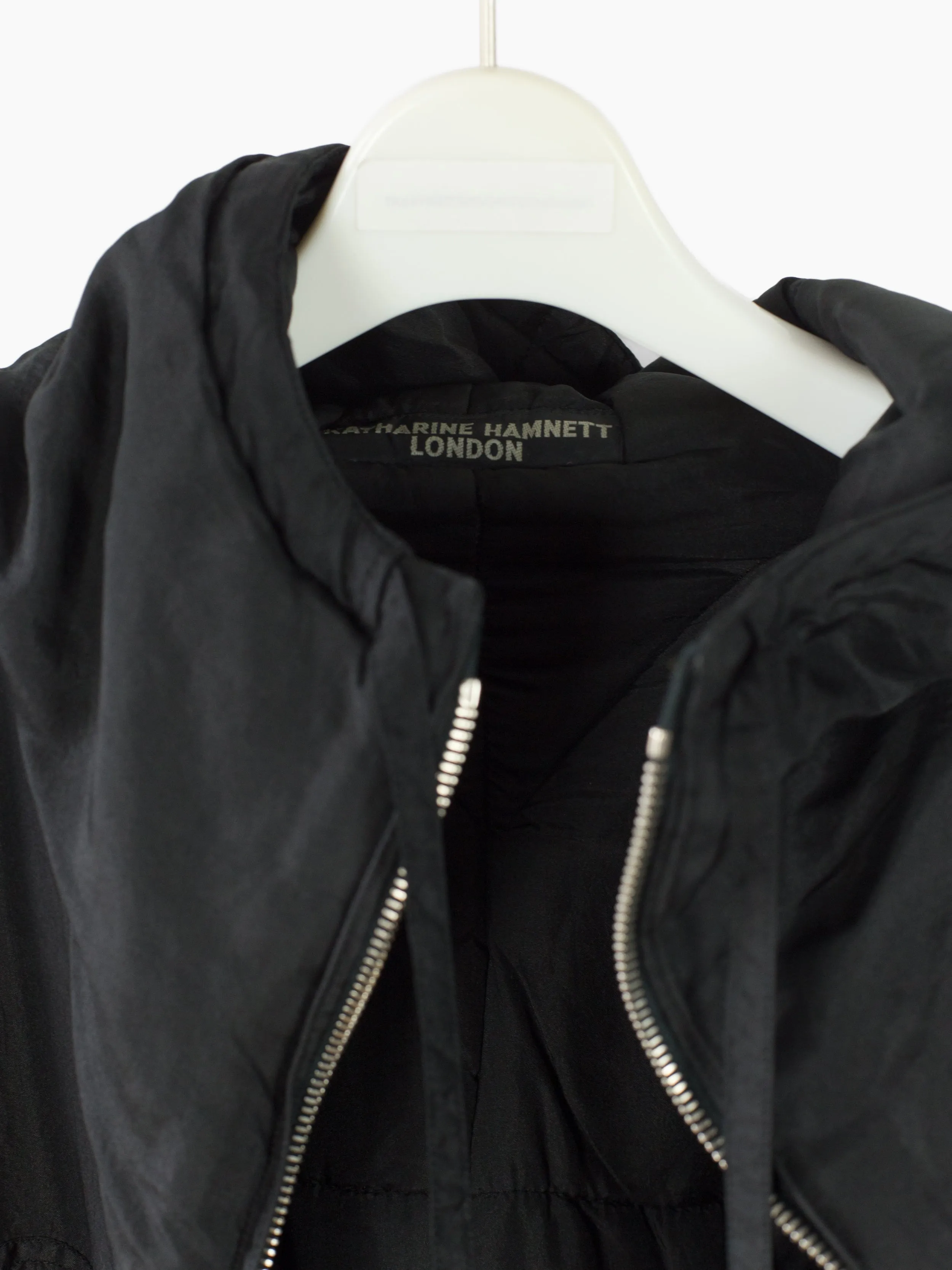 90s Padded Silk Minimalist N2B Bomber by Katharine Hamnett