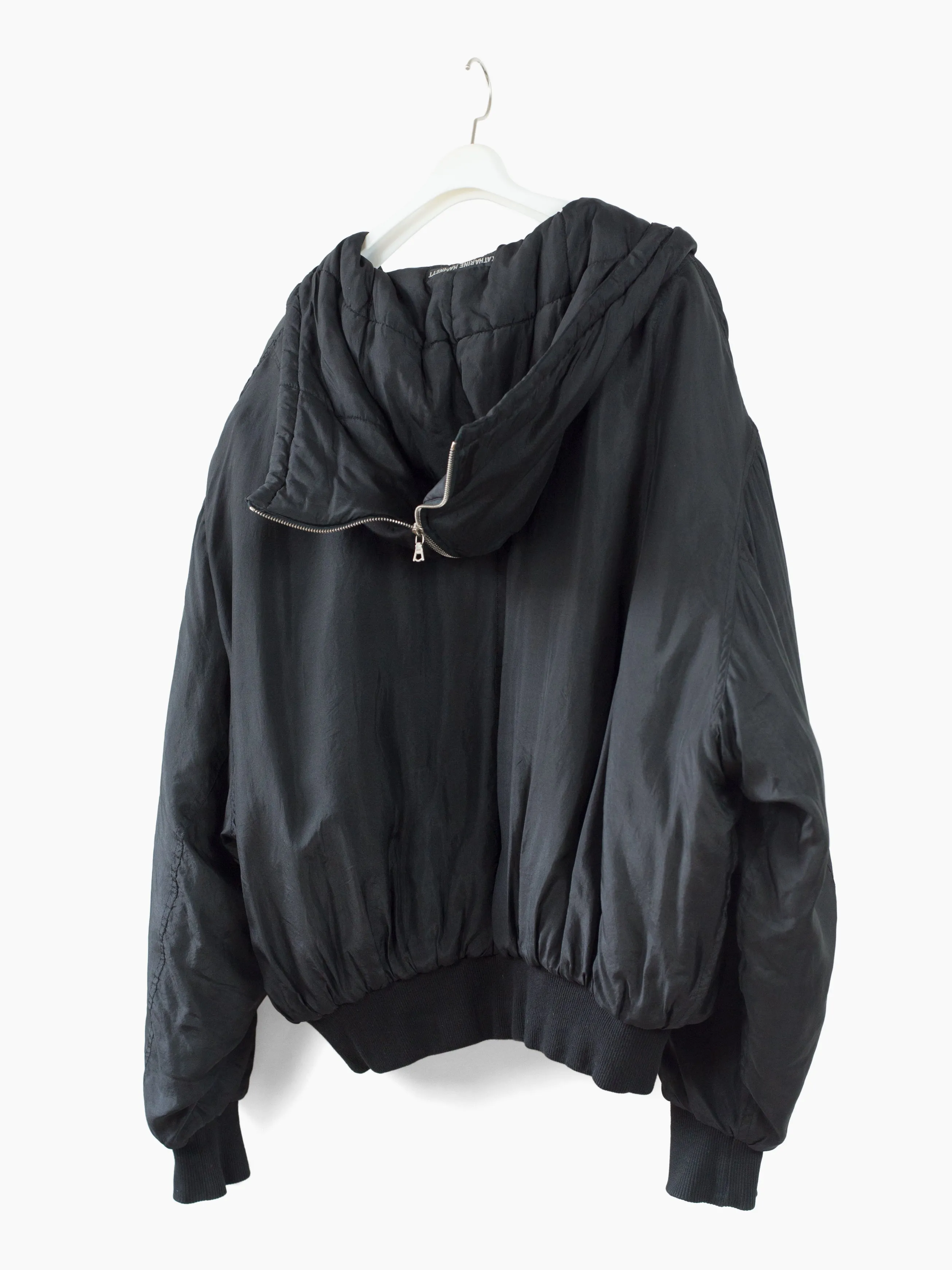 90s Padded Silk Minimalist N2B Bomber by Katharine Hamnett