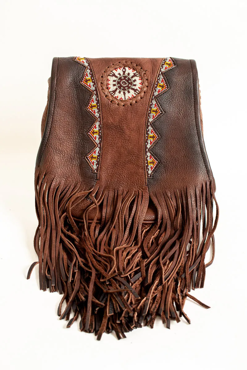 Acorn Beaded Bag with Fringe