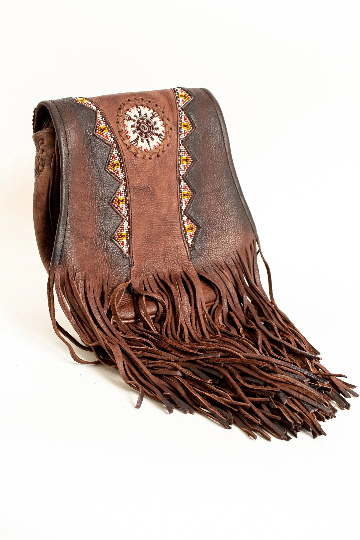 Acorn Beaded Bag with Fringe