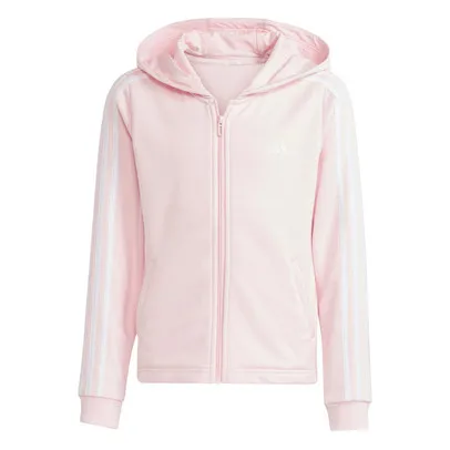 adidas Girls' Full Zip Hoody with 3 Stripes