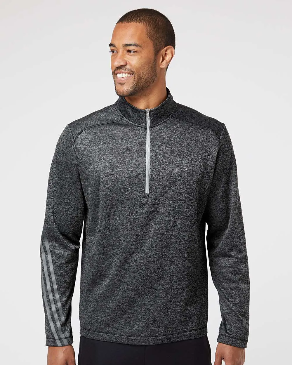 Adidas Heathered Quarter-Zip Pullover - Brushed Terry Fabric