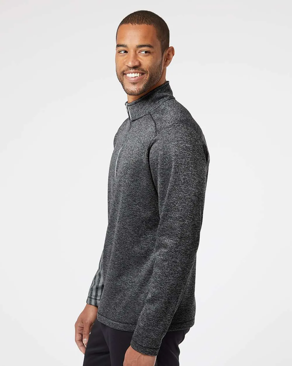 Adidas Heathered Quarter-Zip Pullover - Brushed Terry Fabric