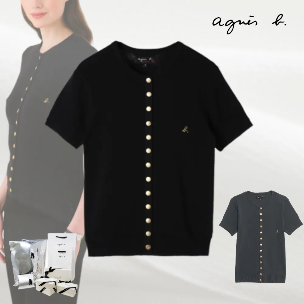 Agnes B Casual Cotton Short Sleeves Logo Office Style