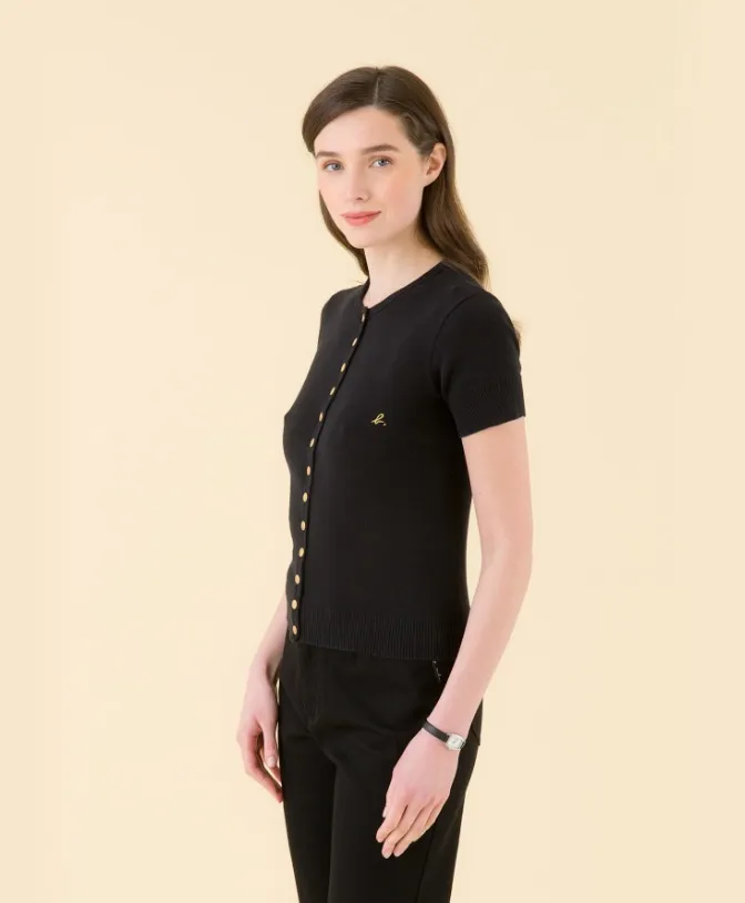 Agnes B Casual Cotton Short Sleeves Logo Office Style