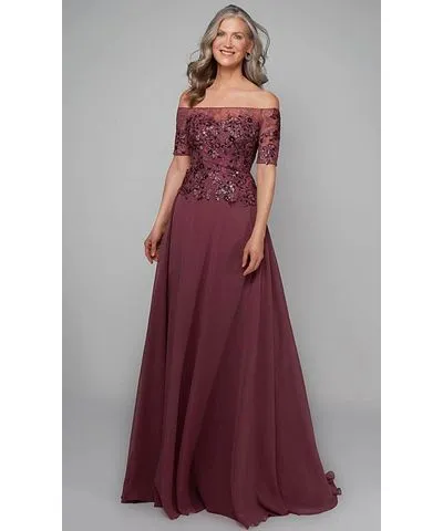 Embroidered Off Shoulder Long Dress by ALYCE PARIS 27566