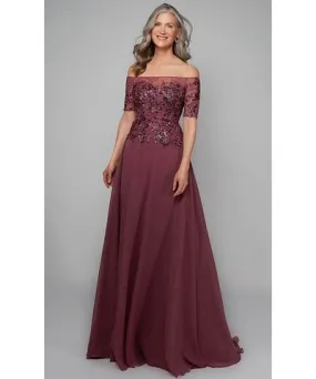 Embroidered Off Shoulder Long Dress by ALYCE PARIS 27566