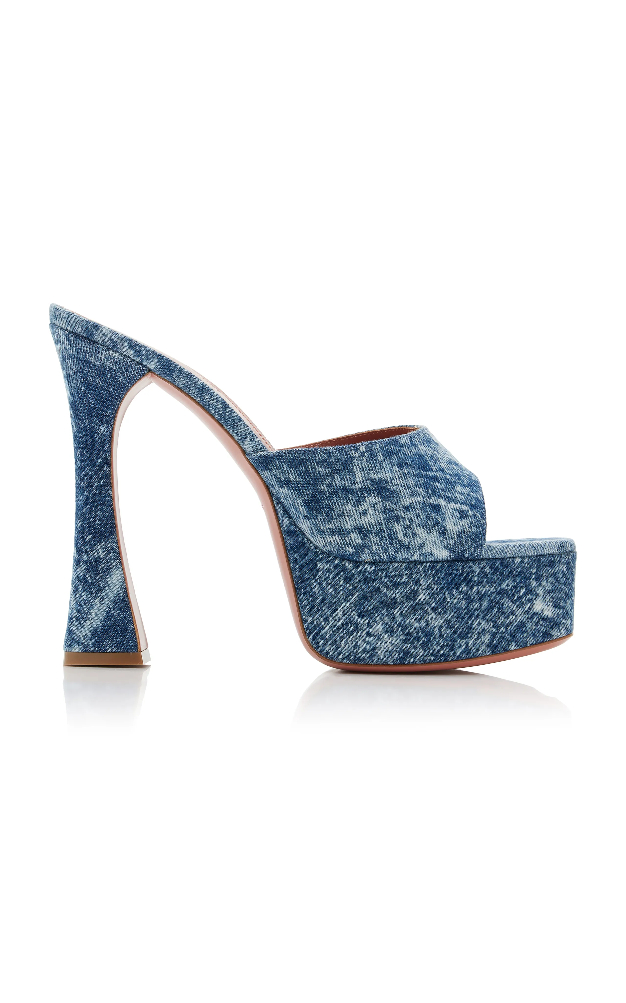 Amina Muaddi Dalida Denim Platform Sandals