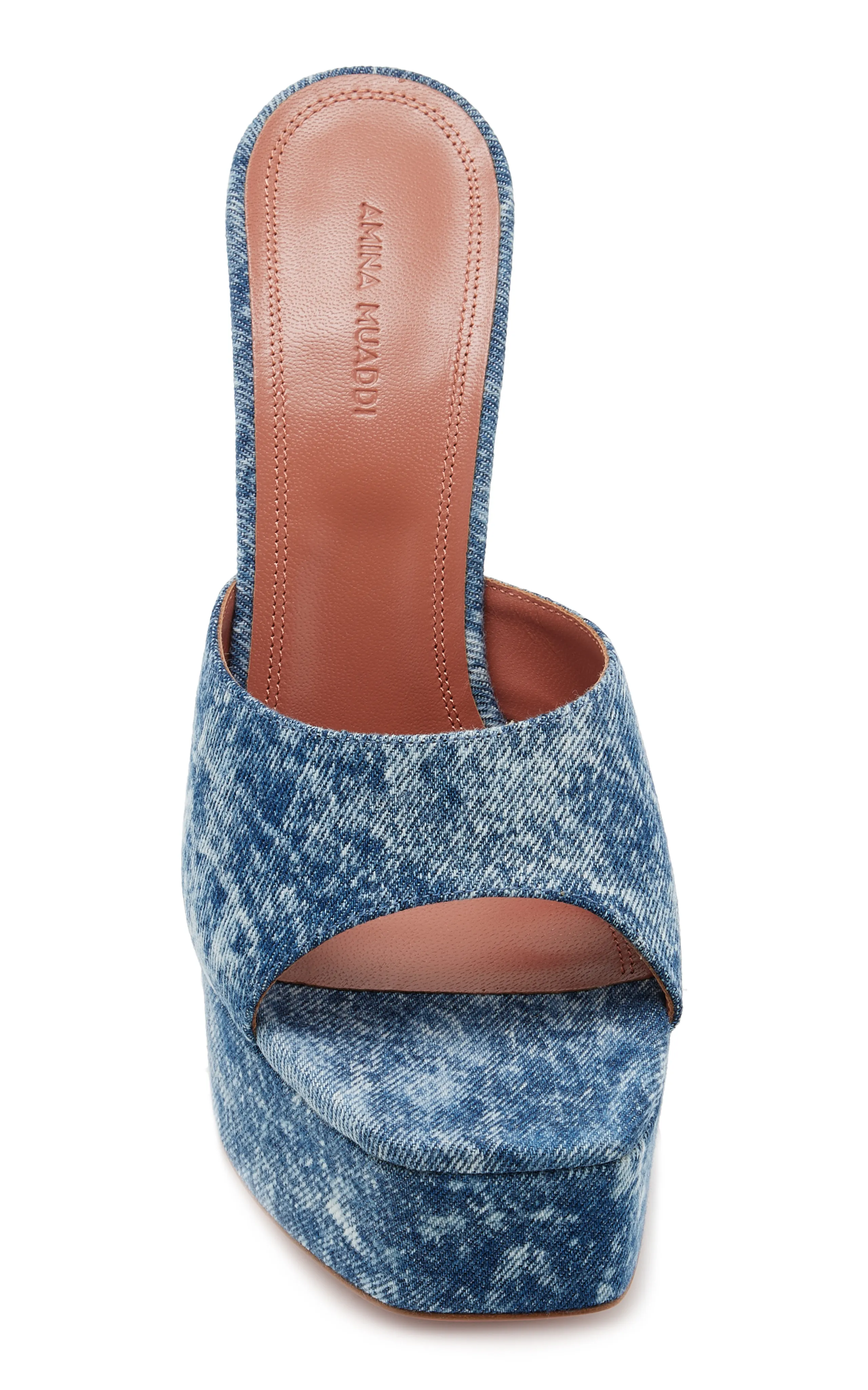 Amina Muaddi Dalida Denim Platform Sandals