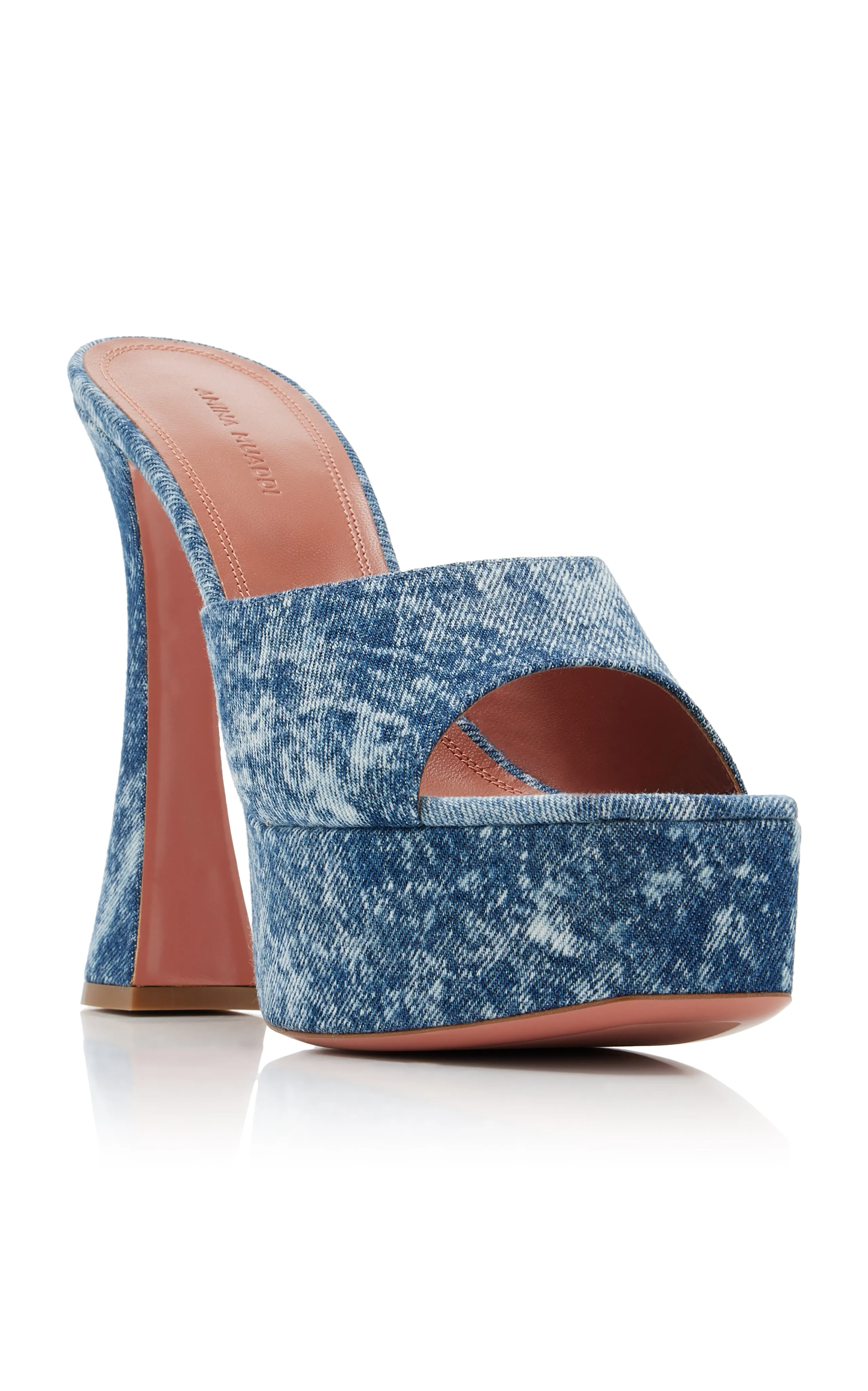 Amina Muaddi Dalida Denim Platform Sandals