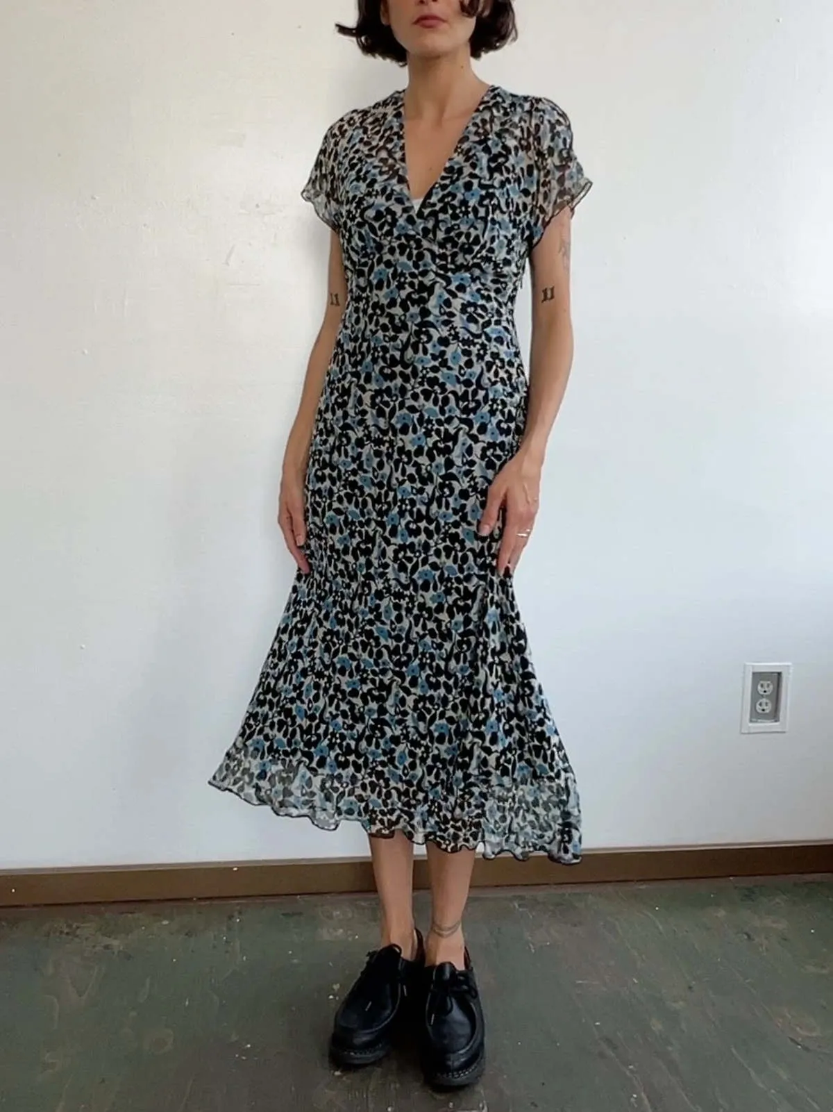 Anna Sui Silk Dress - Blue Floral