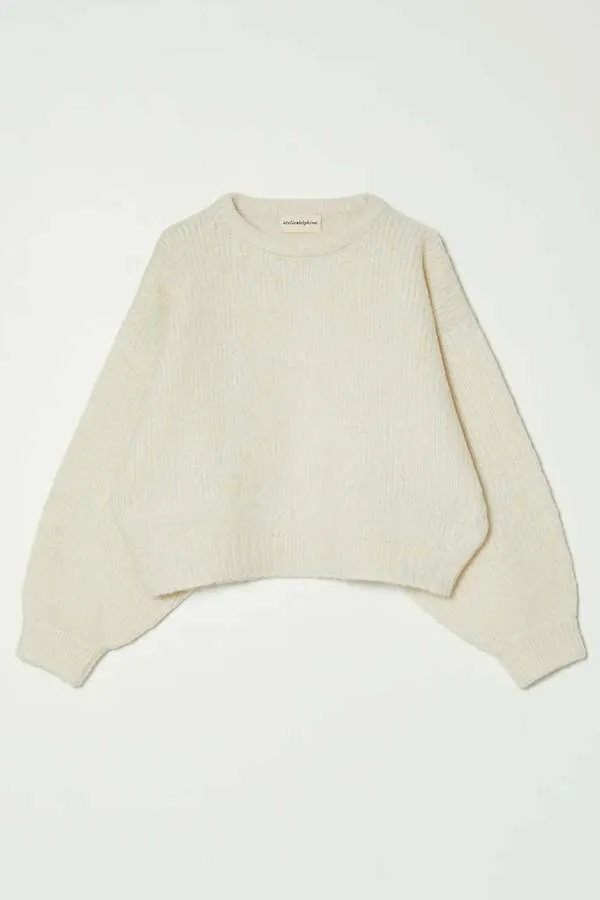 Balloon Sleeve Cream Sweater