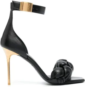 Balmain Logo-Plaque Open-Toe Sandals in Black