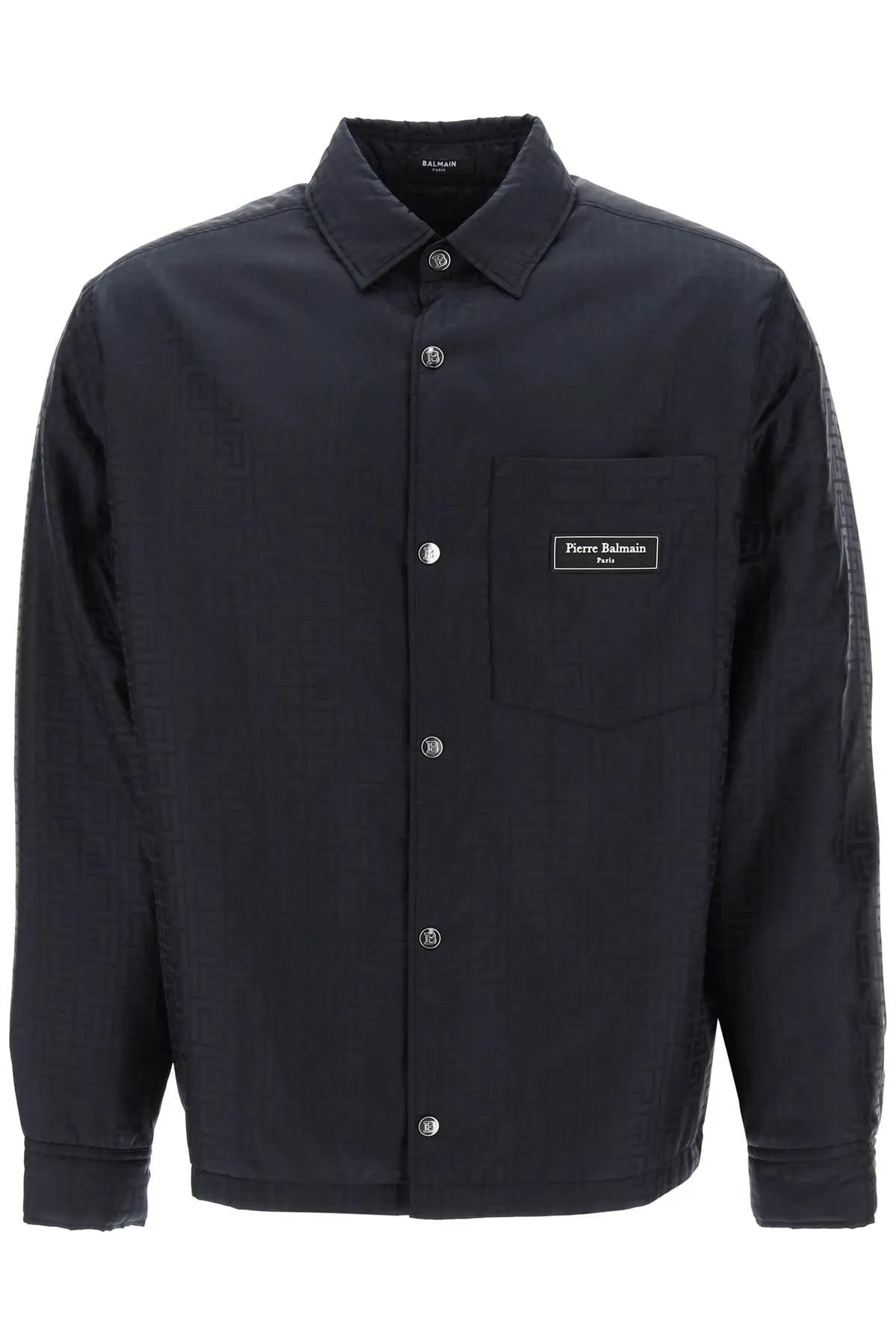 Balmain monogram black nylon overshirt BH1HD001XB11 NOIR