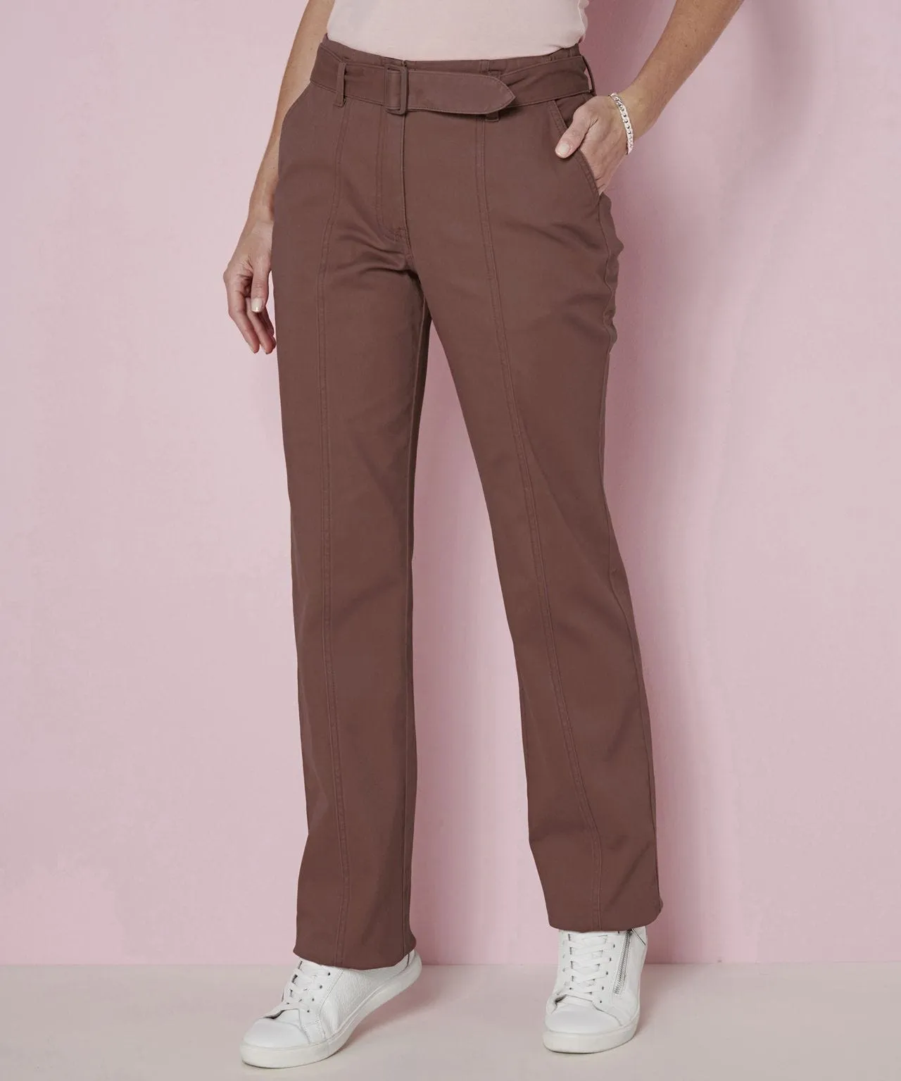 Wide Leg Trousers with Belt Fastening