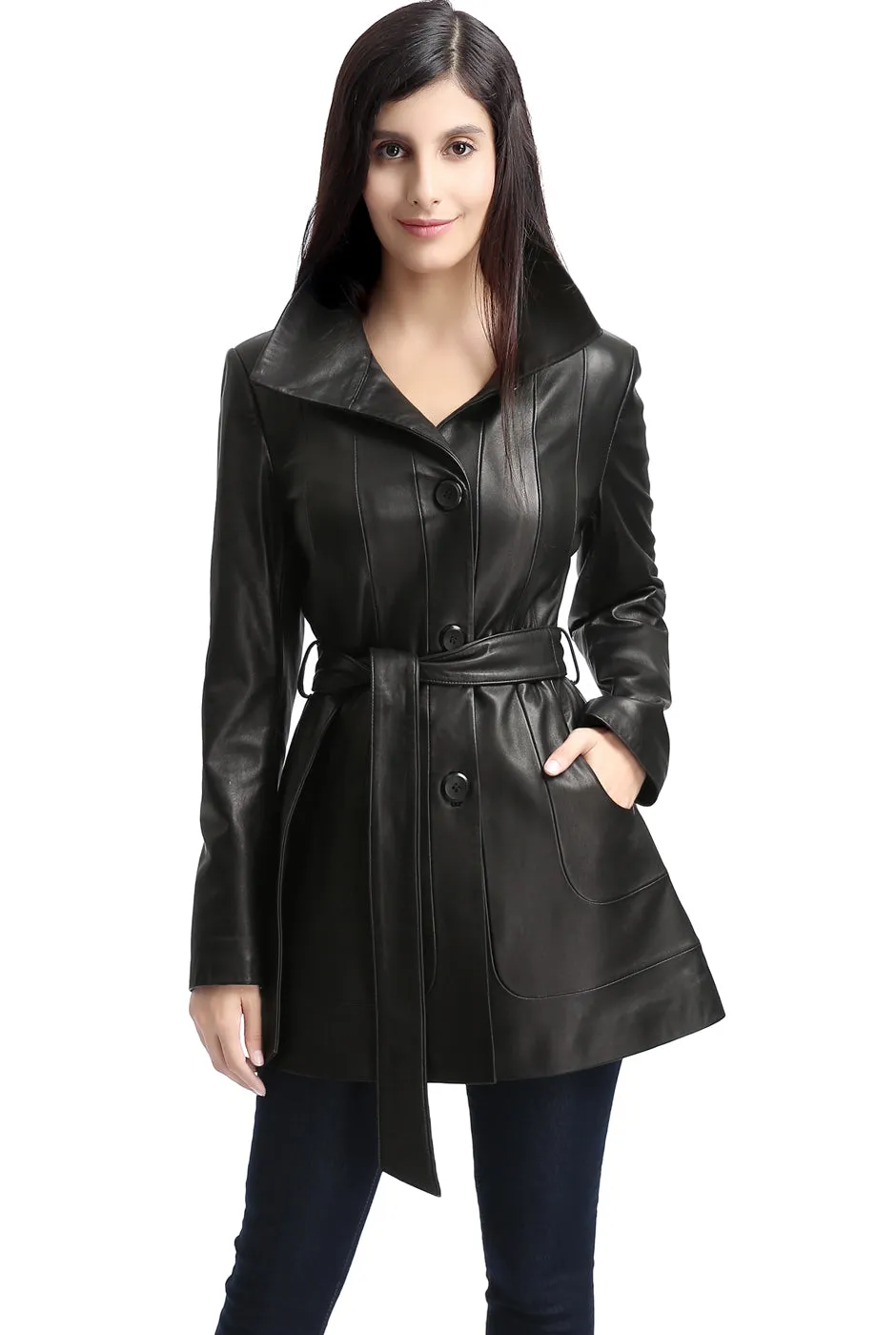 BGSD Women's Lambskin Leather Madison Coat.