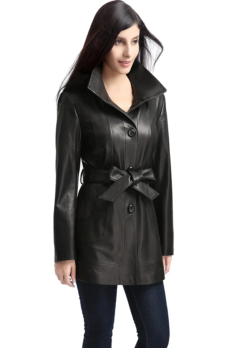 BGSD Women's Lambskin Leather Madison Coat.