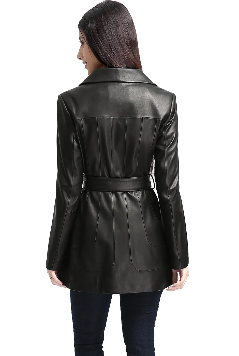 BGSD Women's Lambskin Leather Madison Coat.