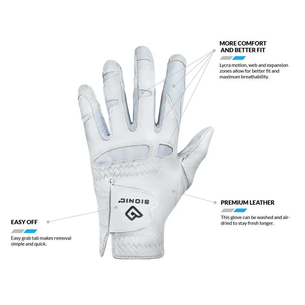 Bionic Golf Women's StableGrip 2.0 Glove - White -> Bionic Women's StableGrip 2.0 Golf Glove White