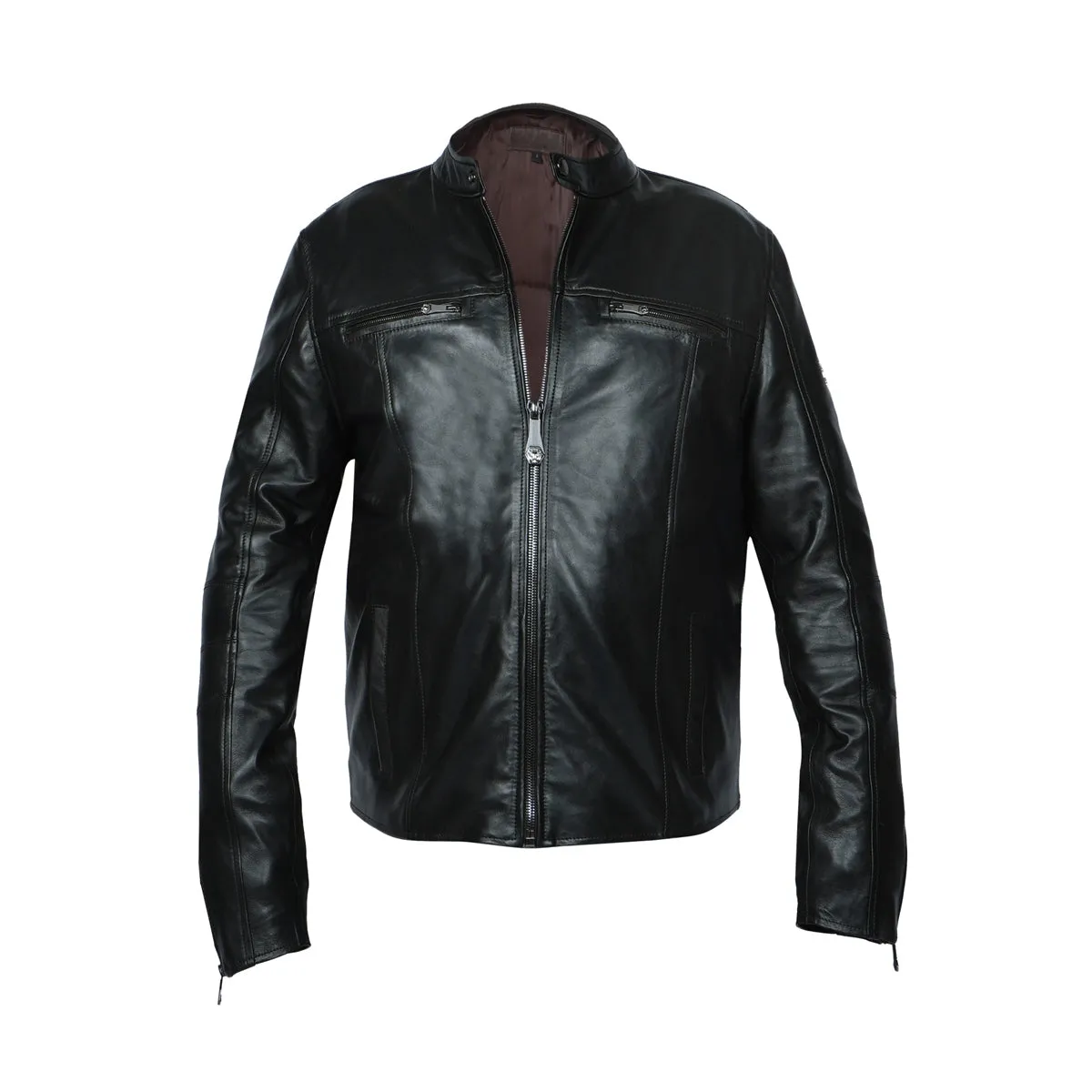 Black Leather jacket Customized Multi-Colored Zardosi Skull