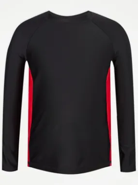 Black Long Sleeve School Swim Rash Vest | School | George at ASDA