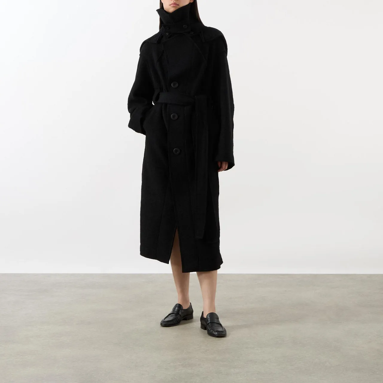 Black Vigor Deconstructed Coat by ISSEY MIYAKE