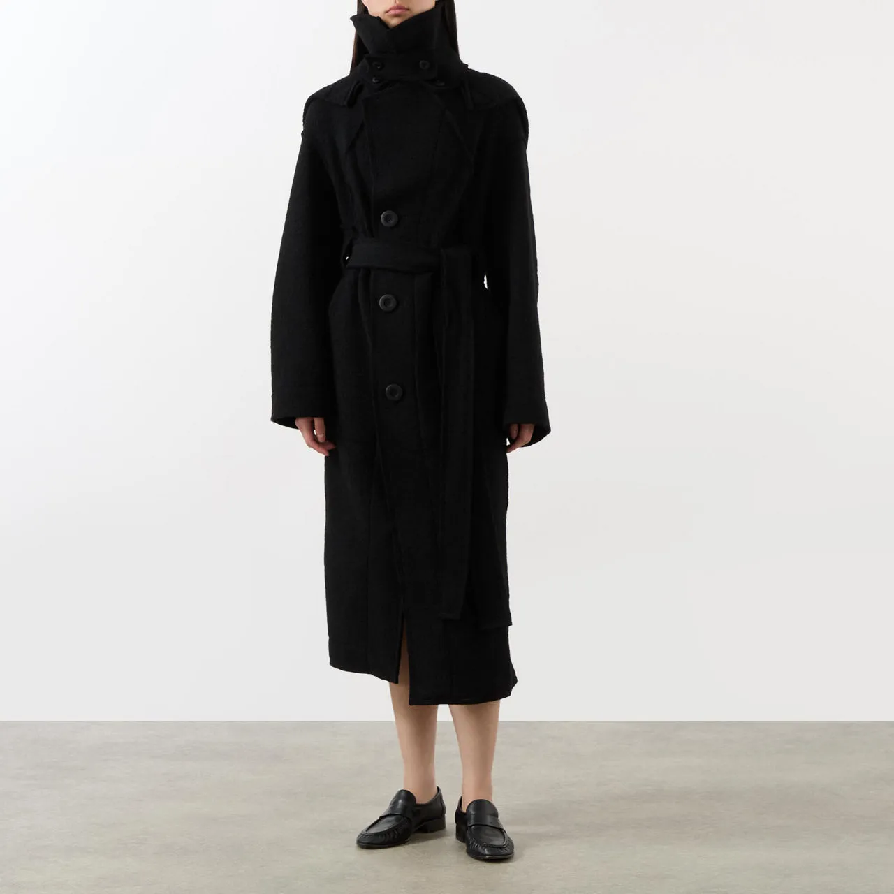 Black Vigor Deconstructed Coat by ISSEY MIYAKE