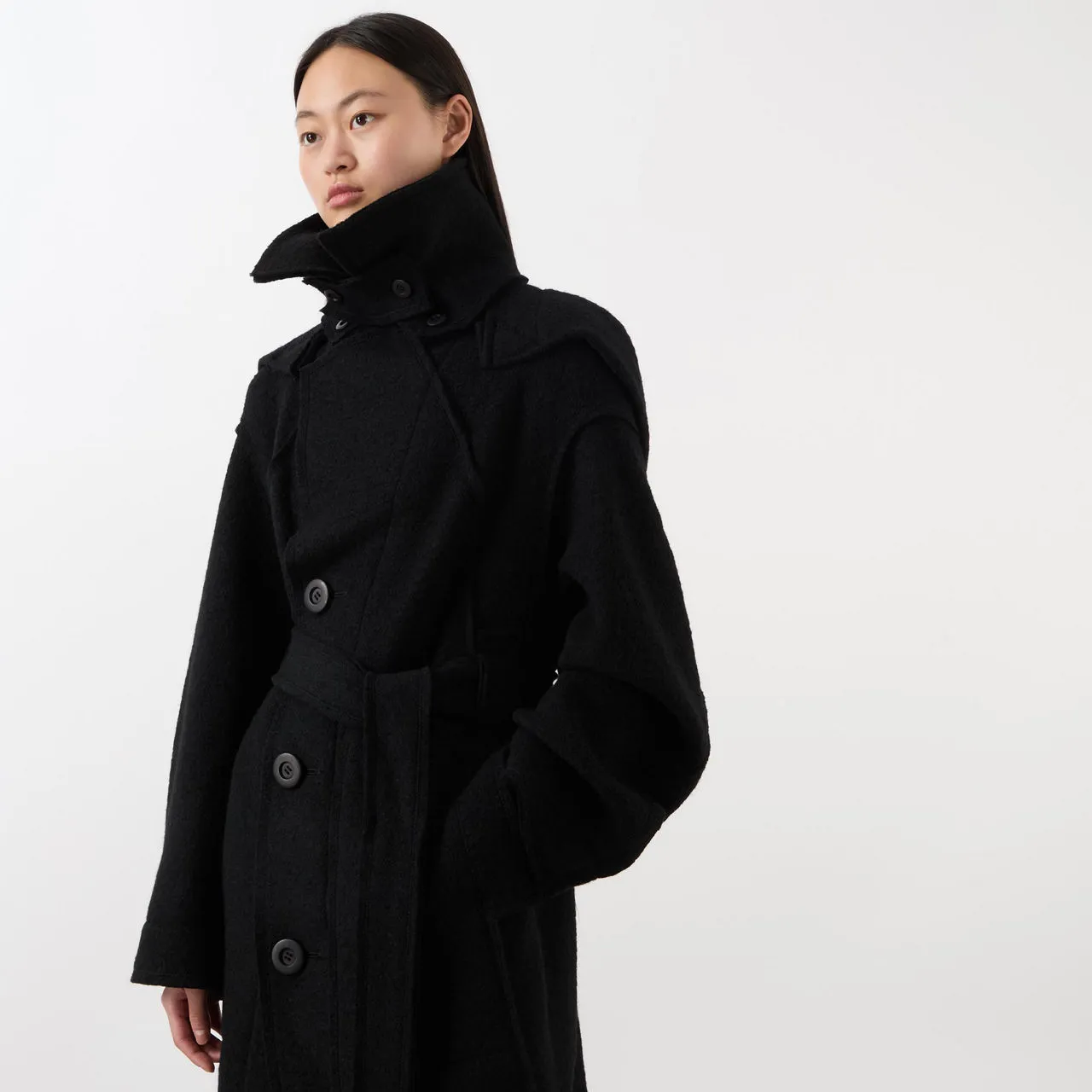 Black Vigor Deconstructed Coat by ISSEY MIYAKE