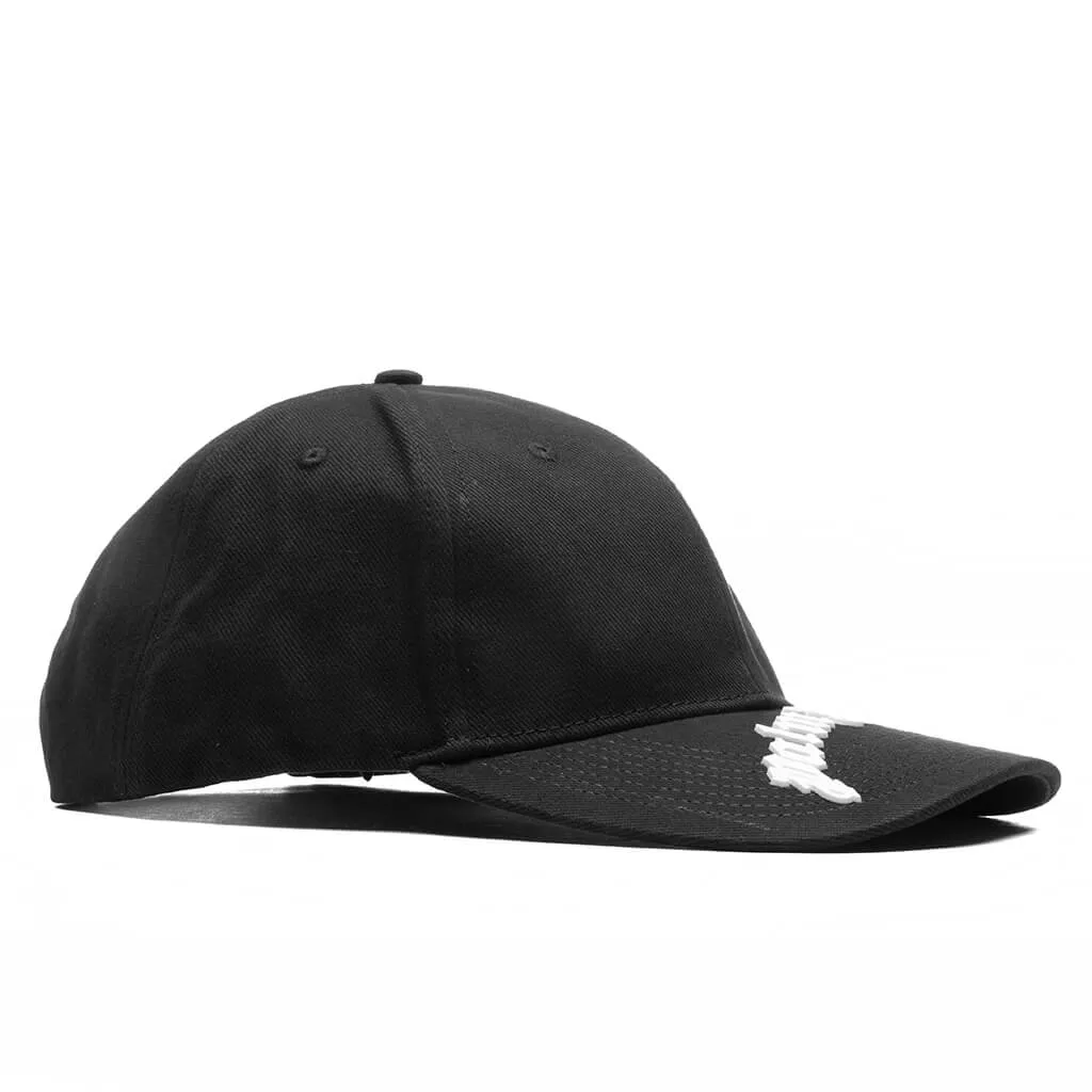 Black White Baseball Cap with Curved Logo