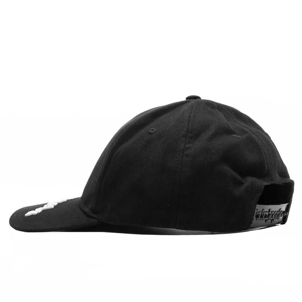 Black White Baseball Cap with Curved Logo