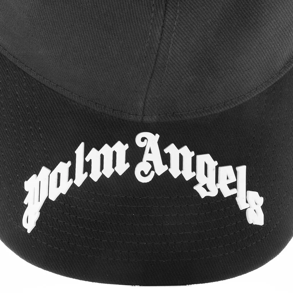 Black White Baseball Cap with Curved Logo