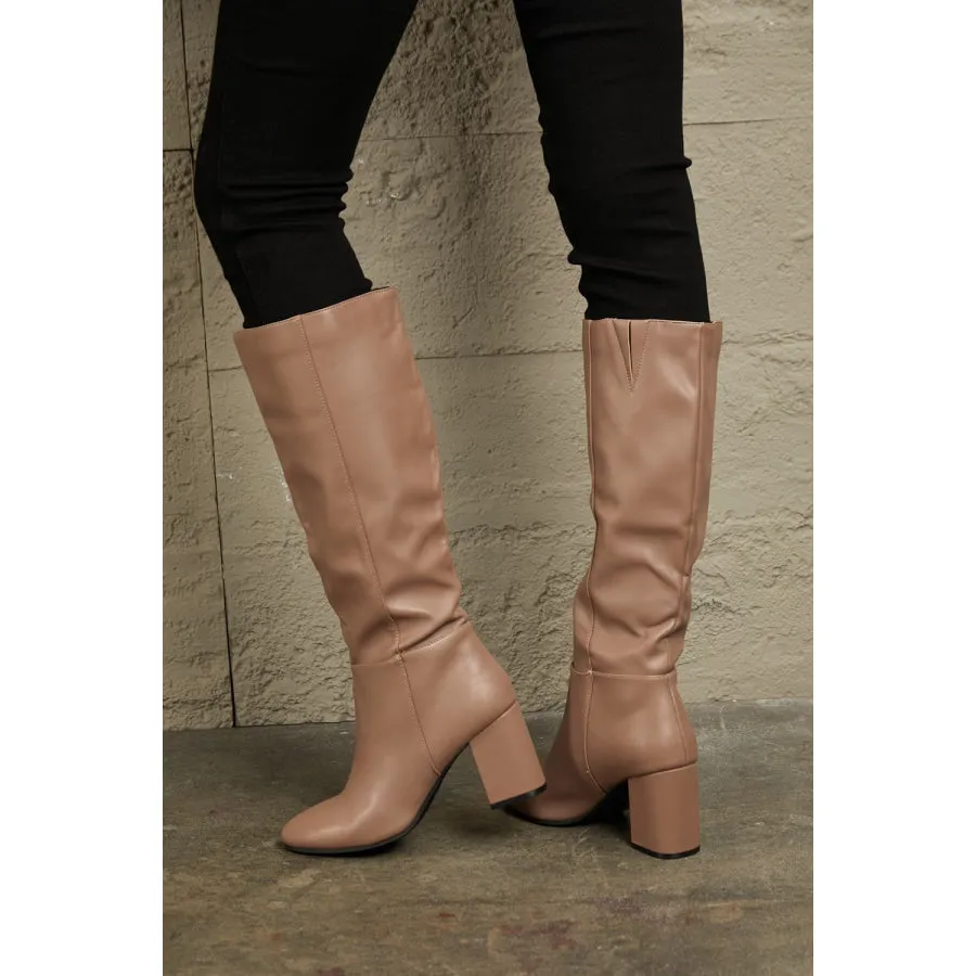 Block Heel Knee High Boots by East Lion Corp