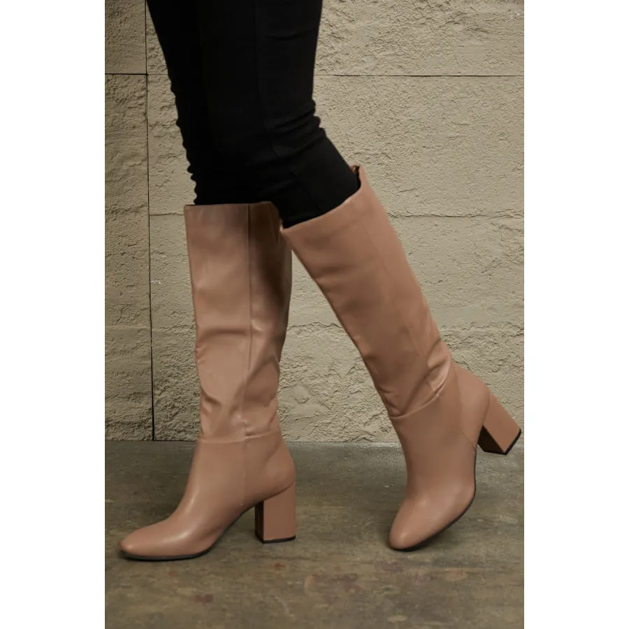 Block Heel Knee High Boots by East Lion Corp