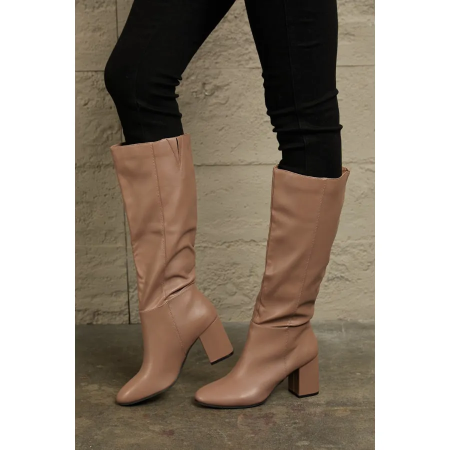 Block Heel Knee High Boots by East Lion Corp