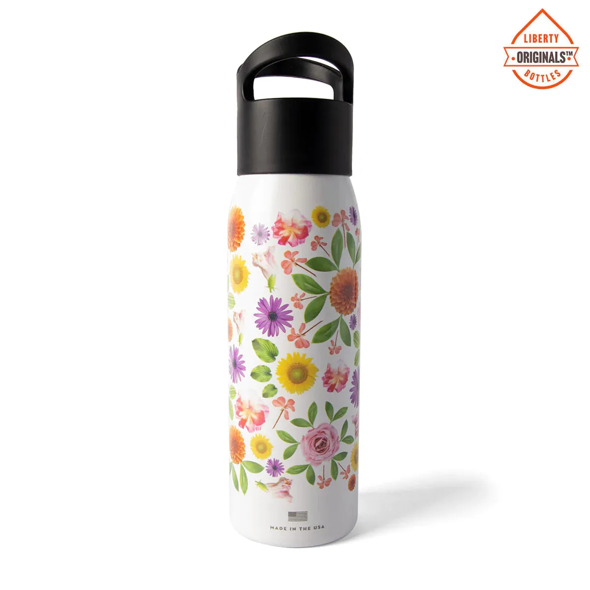 Bloomin Original Water Bottle Black Cap Liberty Bottleworks USA