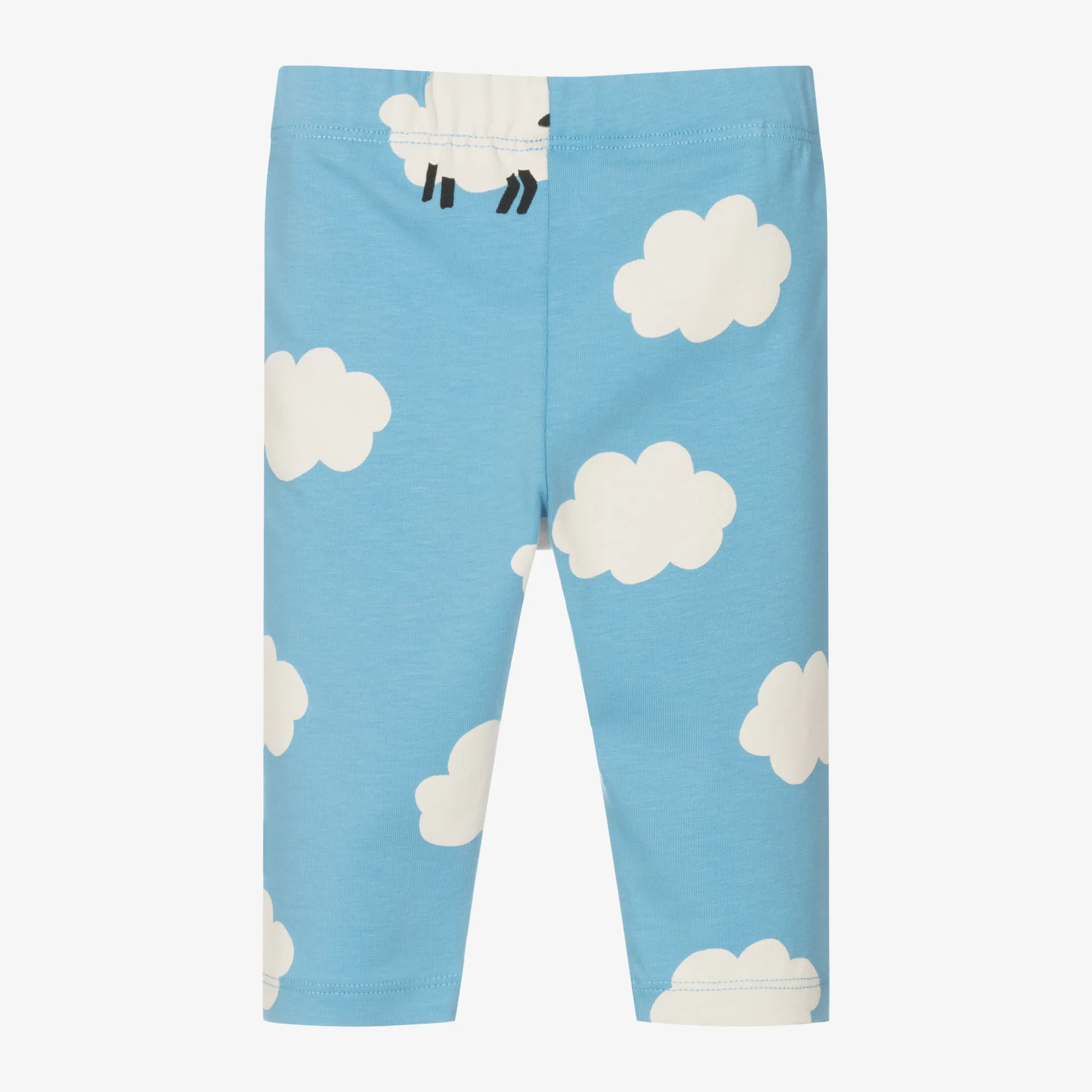 Blue Cotton Leggings with Sheep Pattern for Girls