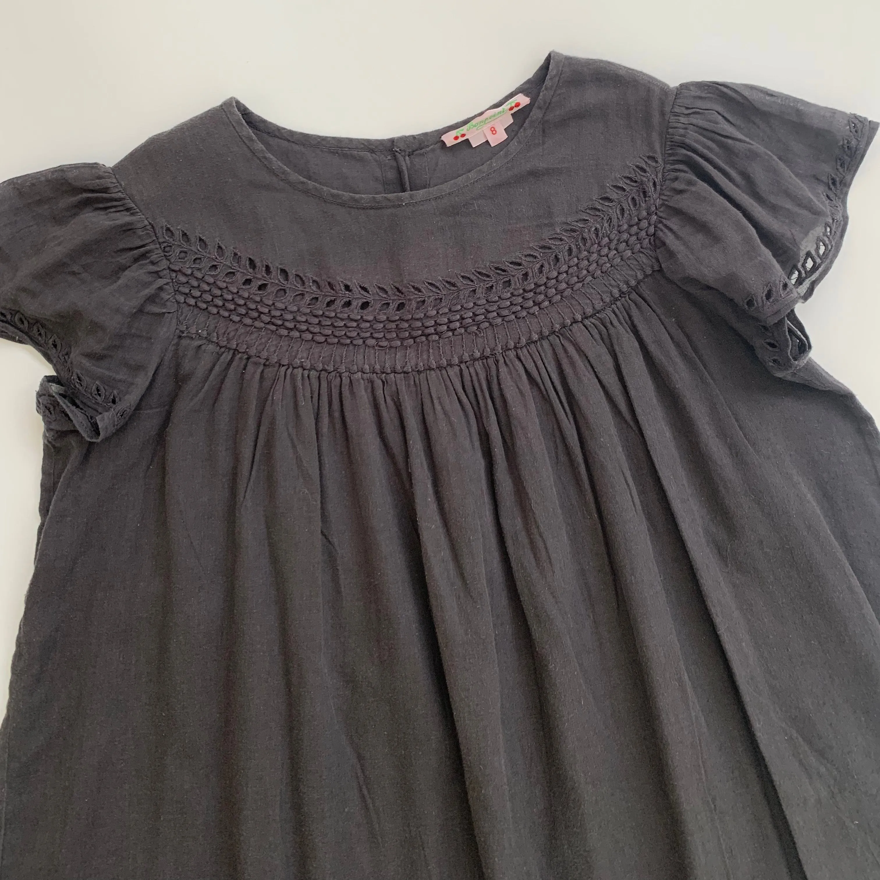 Bonpoint Dark Grey Cotton Dress Size 8 Years - Summer Ready