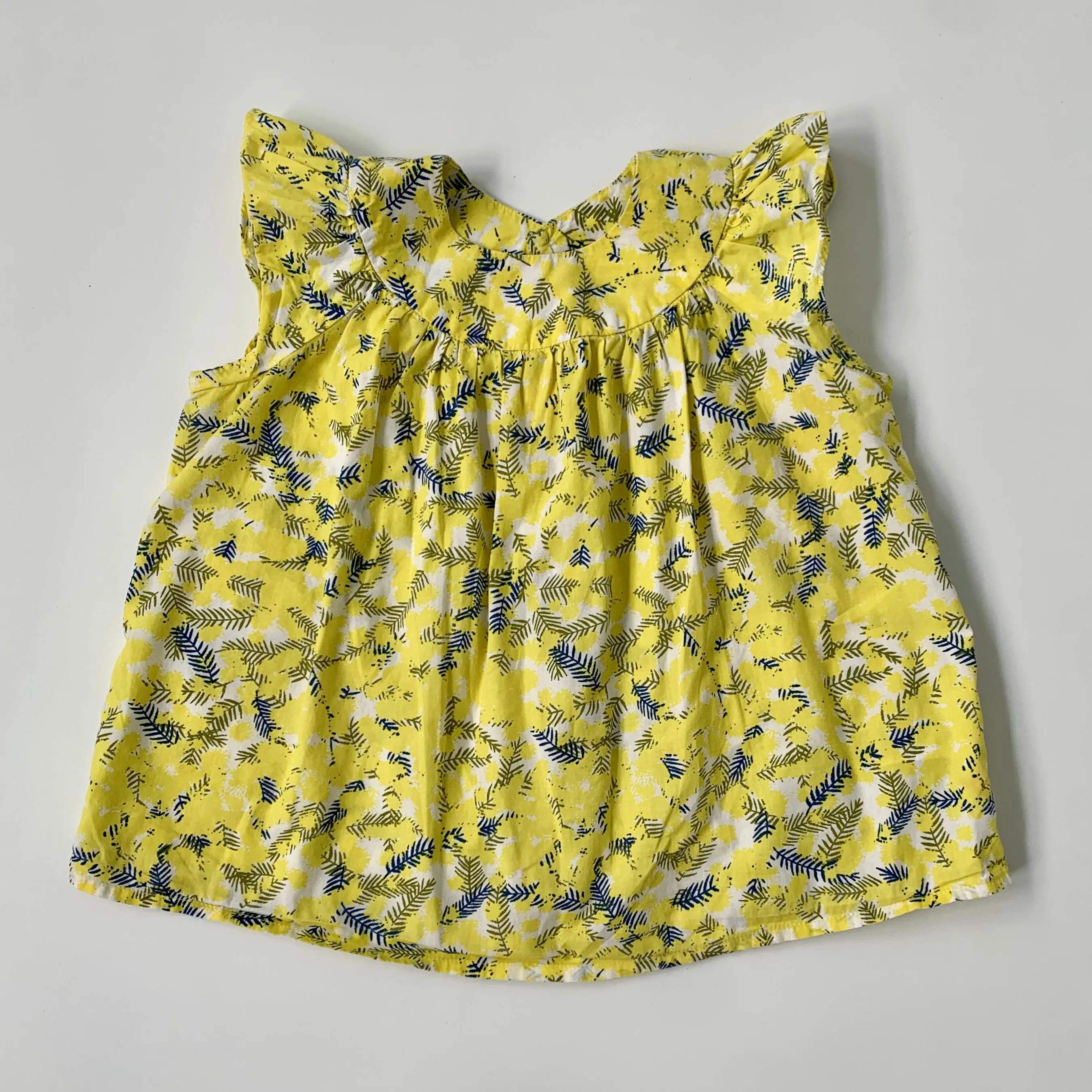 Bonpoint Yellow Fern Print Summer Blouse for 3-Year-Olds