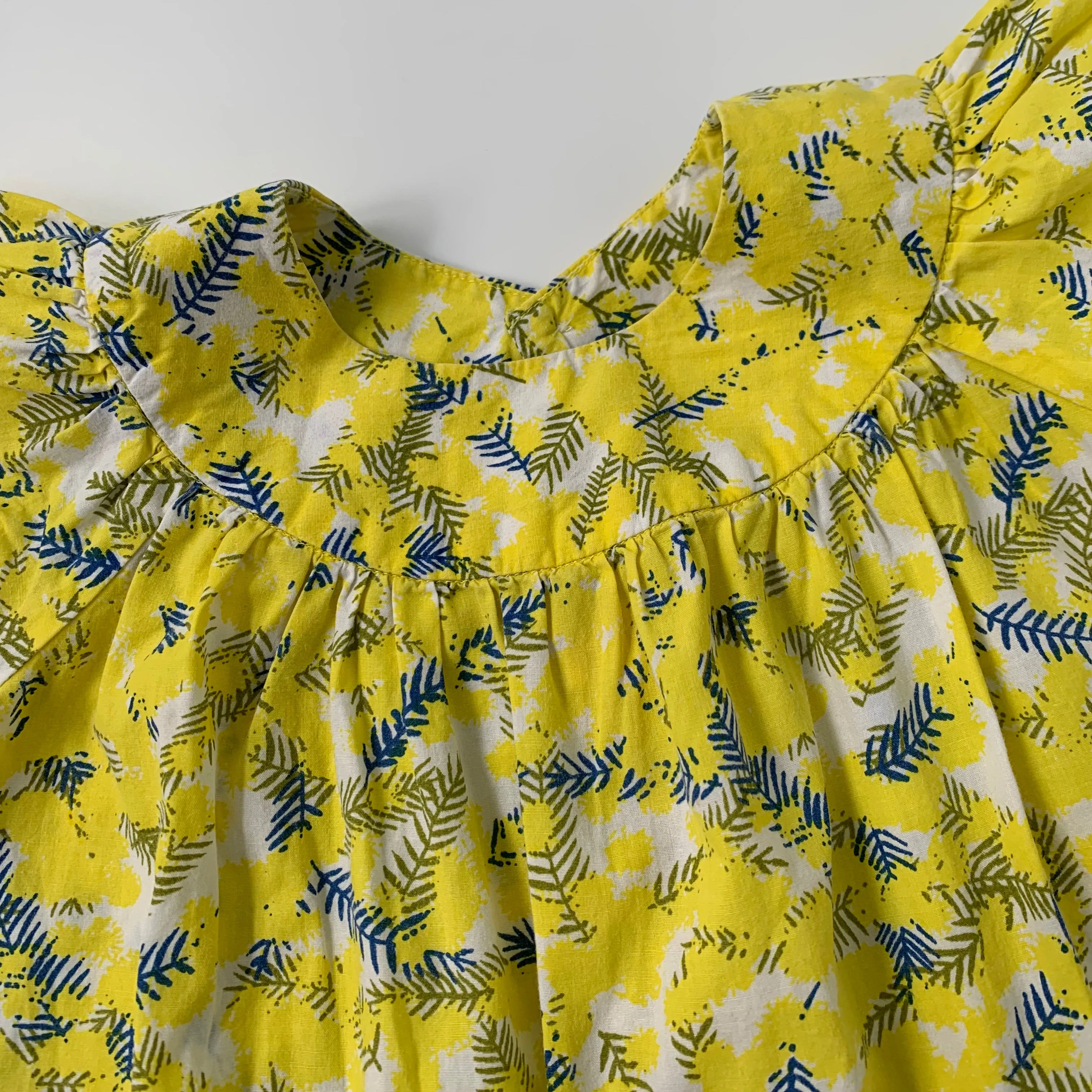 Bonpoint Yellow Fern Print Summer Blouse for 3-Year-Olds