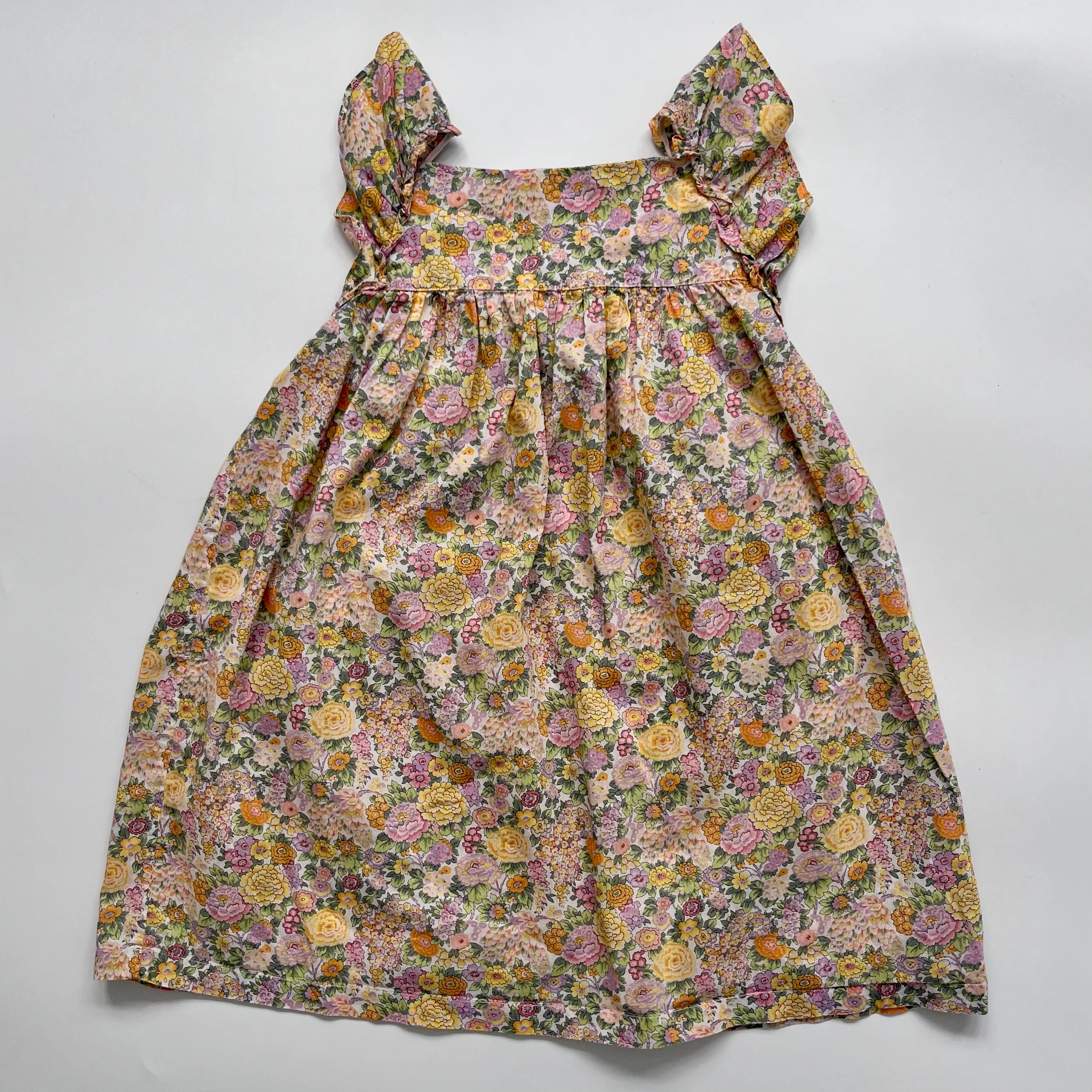 Bonton Yellow Liberty Print Dress for Girls, Size 3T