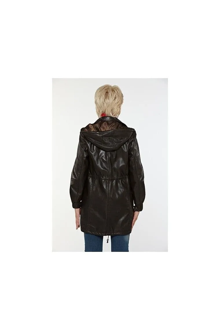 Brown Leather Women's Coat