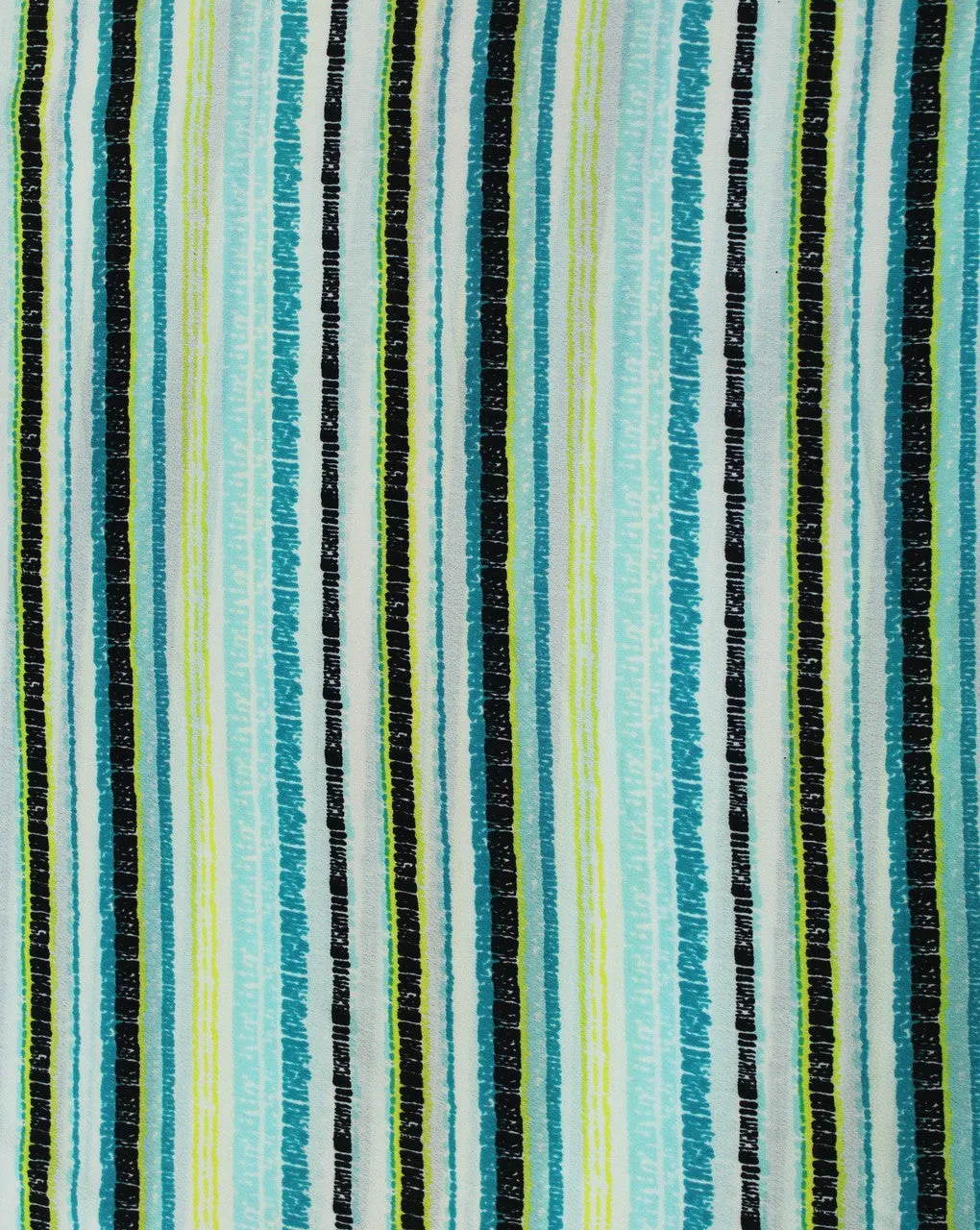 Bubble Crepe Fabric with White and Multicolor Stripes - Polyester