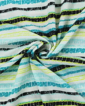 Bubble Crepe Fabric with White and Multicolor Stripes - Polyester