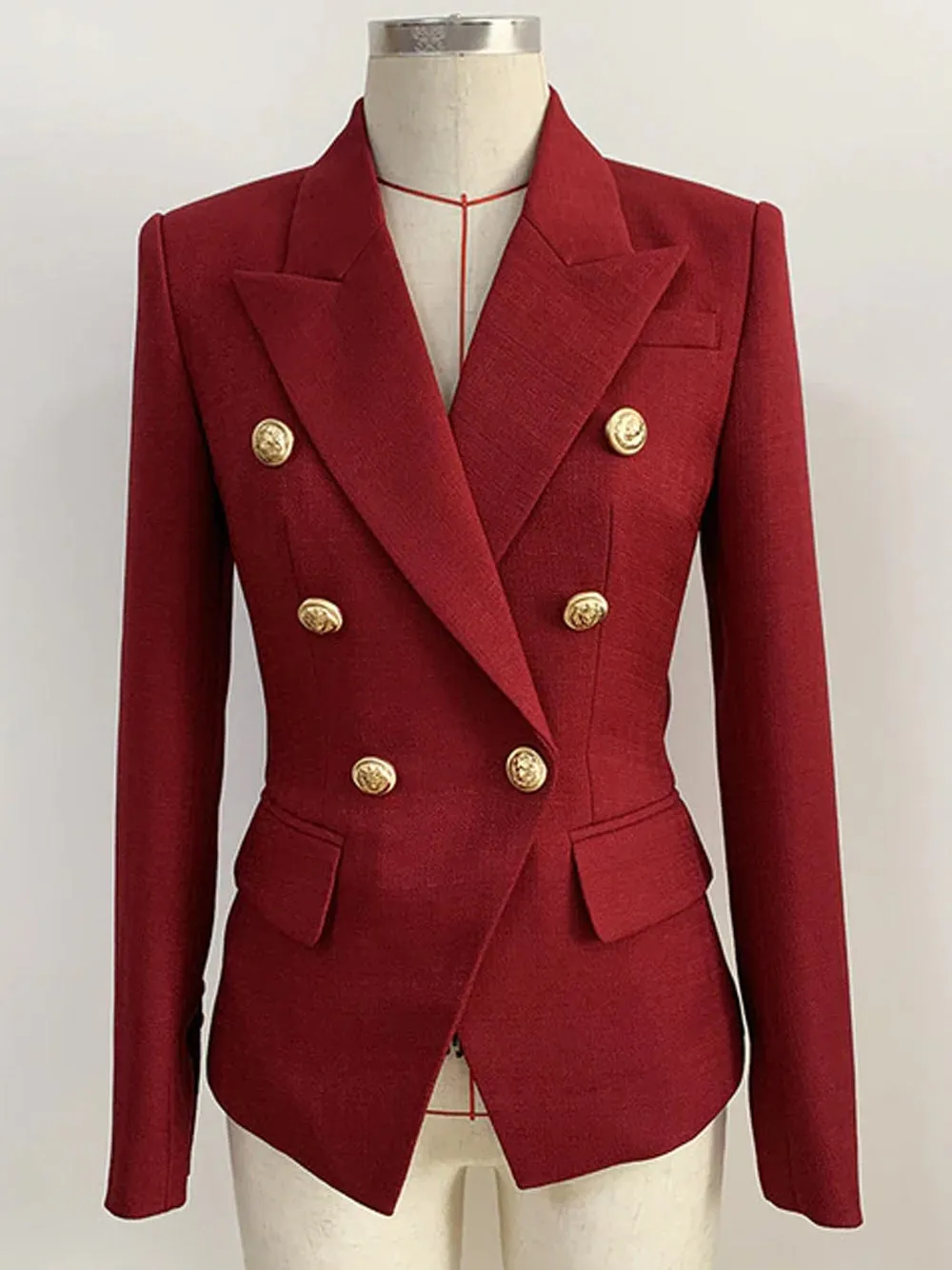 Burgundy Double Breasted Blazer Slim Fit