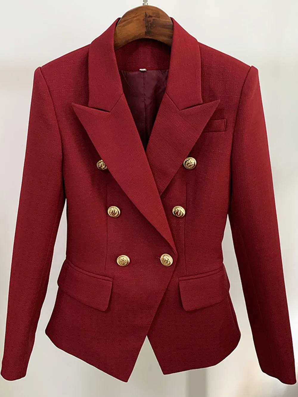 Burgundy Double Breasted Blazer Slim Fit