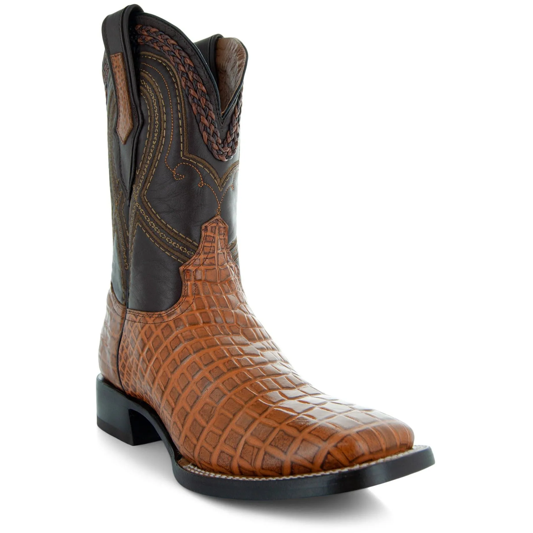 Caiman Cowboy Boots | Men's Square Toe Hornback Print Boots