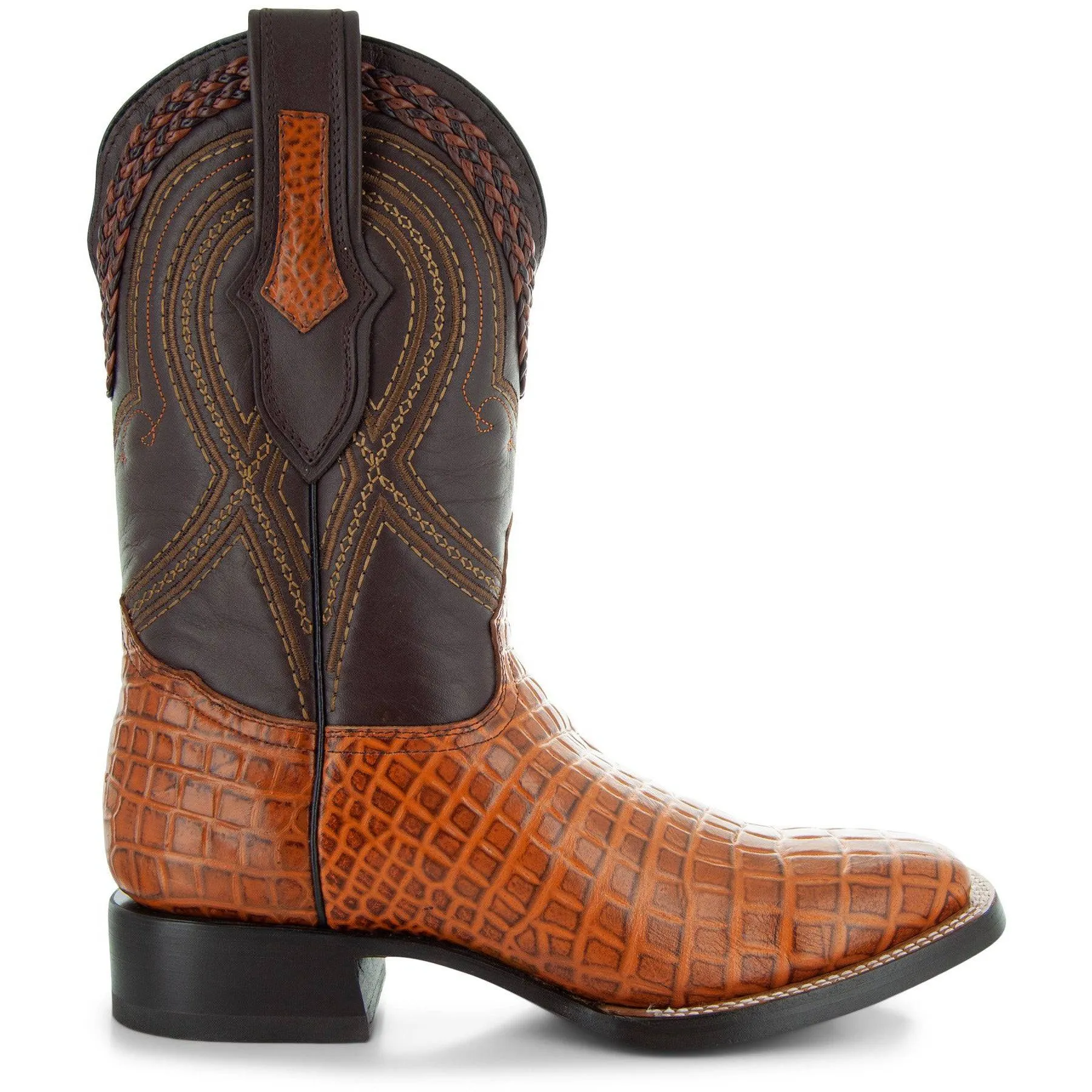 Caiman Cowboy Boots | Men's Square Toe Hornback Print Boots