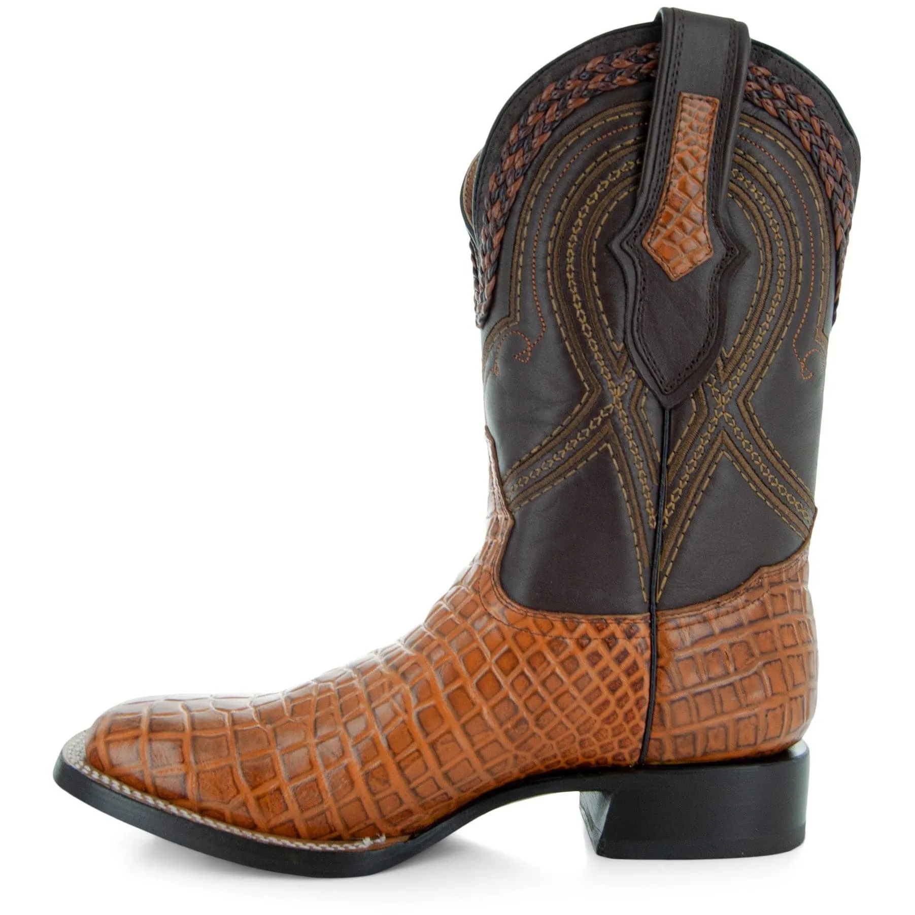 Caiman Cowboy Boots | Men's Square Toe Hornback Print Boots